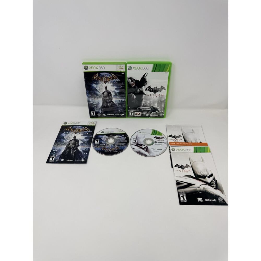 Batman Arkham Bundle Microsoft Xbox 360 2 Game Lot Complete Tested
